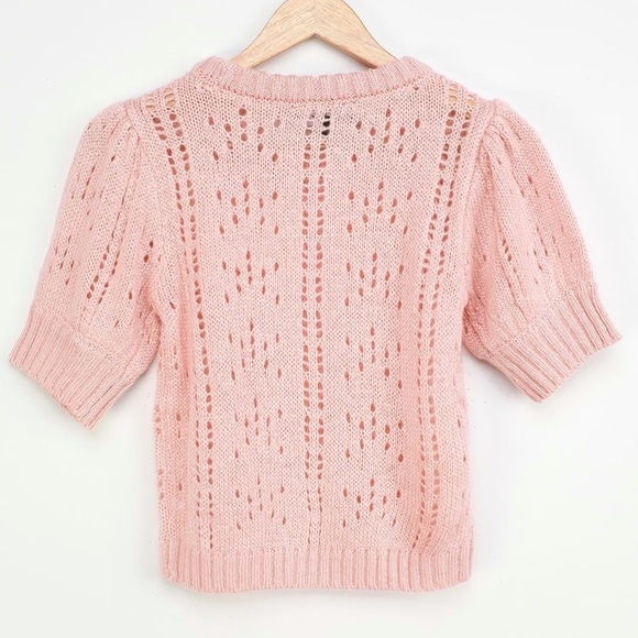 Lulu’s Simply Yours Blush Pink Pointelle Puff Sleeve Sweater XS - Picture 2 of 13